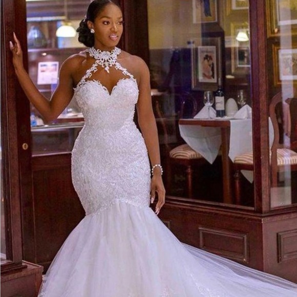 Trumpet/Mermaid Tulle Beading Halter Sleeveless Sweep/Brush Train Dresses,DS4933 main image 0